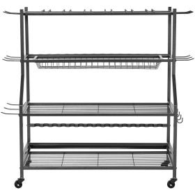 Fishing Rod Holder for 15-Rods, Mobile Fishing Pole Rack Cart with Wheels, Fish Gear Equipment Organizer for Garage Home Indoor Use