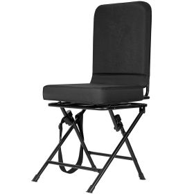 Hunting Chair, 360° Silent Swivel, Foldable Lightweight Portable Blind Chair, Heavy-Duty Steel Frame Ground Stool Seat, with Adjustable Shoulder Strap