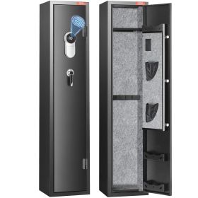 5 Rifles Gun Safe, Rifle Safe with Fingerprint Lock, Quick Access Gun Storage Cabinet for Shotguns with Removable Shelf, Pistol Rack