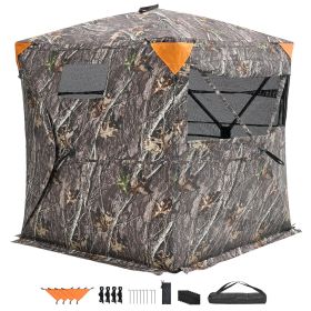 Hunting Blind, 270° See Through Ground Blind, 2-3 Person Pop Up Deer Blind for Hunting with Carrying Bag, Portable Resilient Hunting Tent