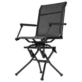 Hunting Chair, 360° Silent Swivel, Foldable Lightweight Portable Blind Chair, Heavy-Duty Steel Frame Ground Stool Seat, with Armrest