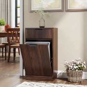 10-Gallon Woodgrain Tilt-Out Trash Can Cabinet Wooden Garbage Recycling Cabinet With Wave-Textured Hideaway Drawer&Pull-Out Bin-Multipurpose Kitc (Option: Defaulttitle)