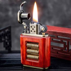 Vintage Trench Lighter,Pure Copper Cool Lighters,Reusable Windproof Antique Lighter,Soft Flame Kerosene Lighters for Collection Decorative Gift (B) (Model: D)